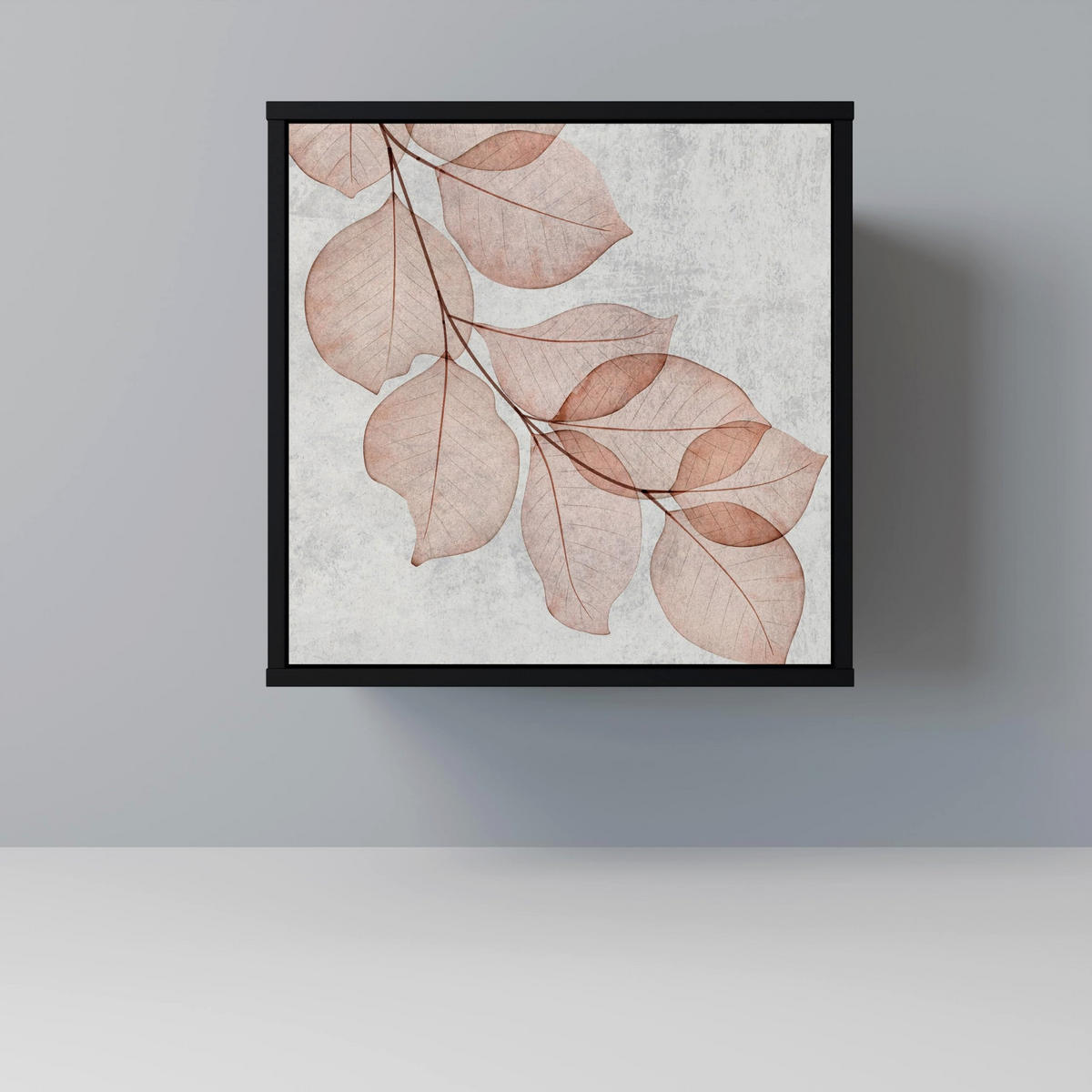 SIDEBOARD AUTUMN FRAGILITY, Schwarz, 57,5x42x75,5 cm, Goldfarbene Metallfüße - Goldfarben/Multicolor, Holzwerkstoff/Metall (57.5/75.5/42cm) - SpaceRebels
