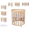 BABYBETT NATUR OVAL 7in1 mit Matratze - Naturfarben, Holz/Textil