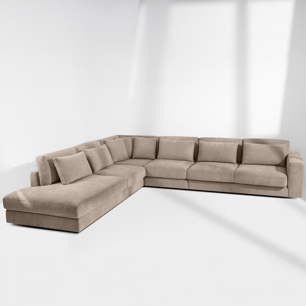 ECKSOFA XL links VERUS - Beige, Holz/Holzwerkstoff (377/328cm) - KONSIMO®