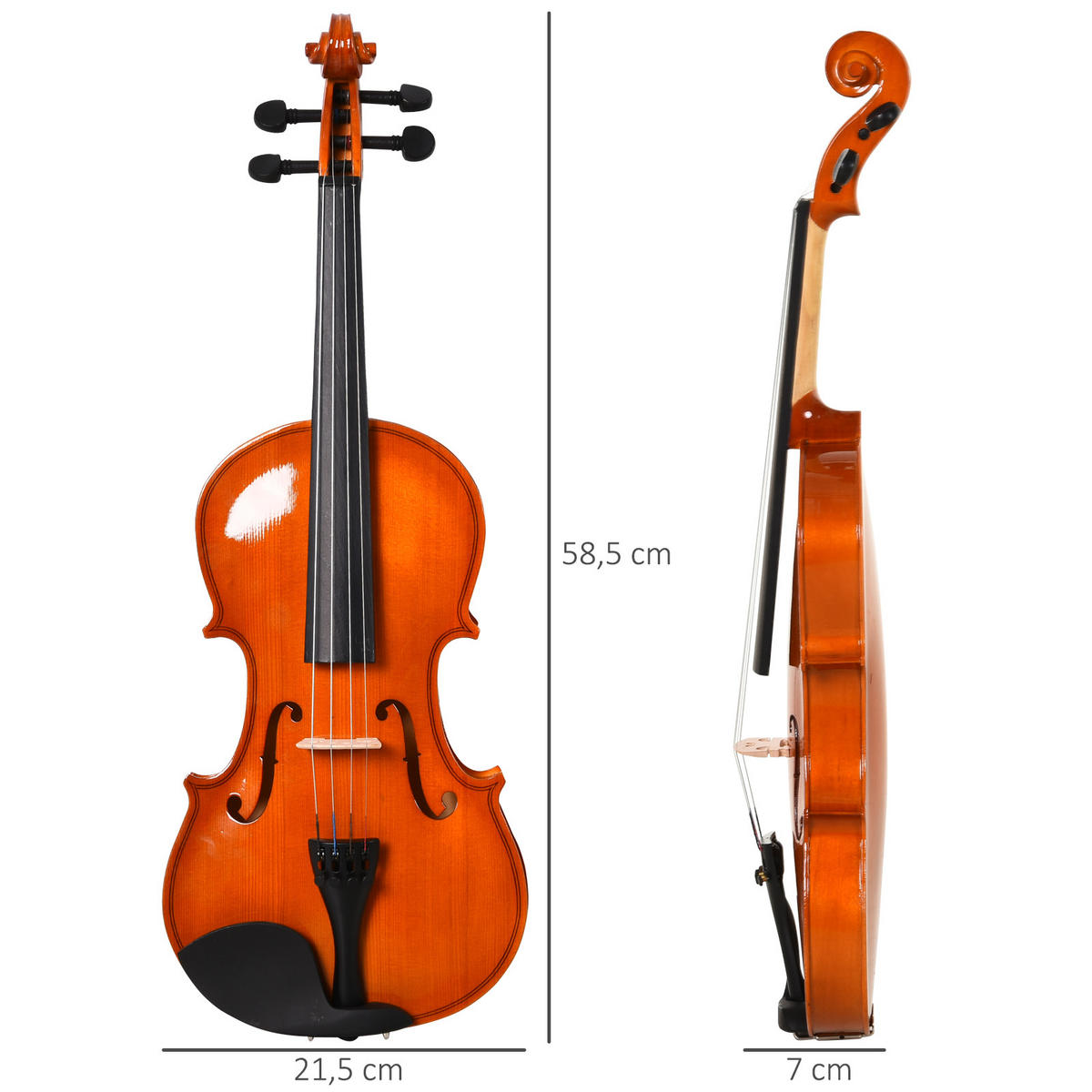 VIOLINE DE-18658 4/4 Vollgröße, Komplettset mit Zubehör - Braun, Holzwerkstoff (21/7/58cm) - ComfortXL