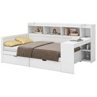 TAGESBETT 90/200 cm mit Schreibtisch, USB-Anschluss, Steckdose und 2 Schubladen, Weiß - Weiß, Holzwerkstoff (90/200cm) - Redom