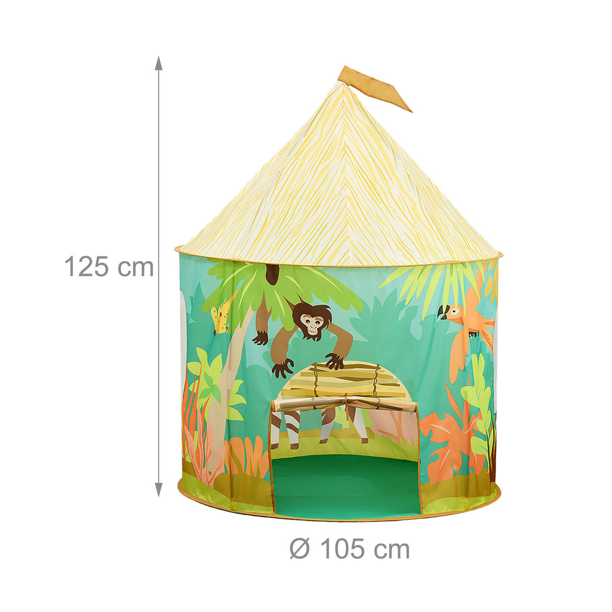 SPIELZELT Mehrfarbig Dschungel Polyester 125x105 cm - Multicolor, Kunststoff/Textil (105/105cm) - Relaxdays