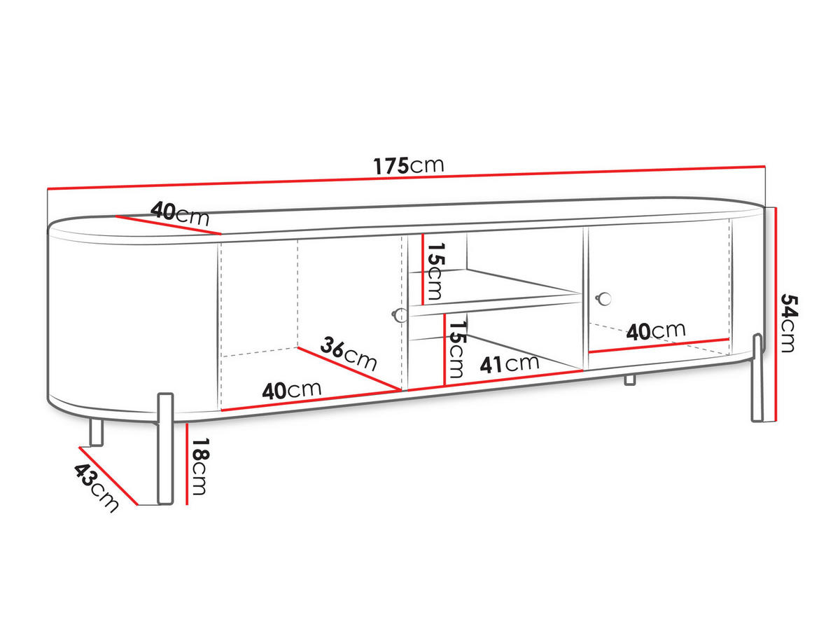 TV-LOWBOARD Sepiroz 180 2D - Sandfarben/Goldfarben, Holzwerkstoff/Metall (175/54/43cm) - MIRJAN24