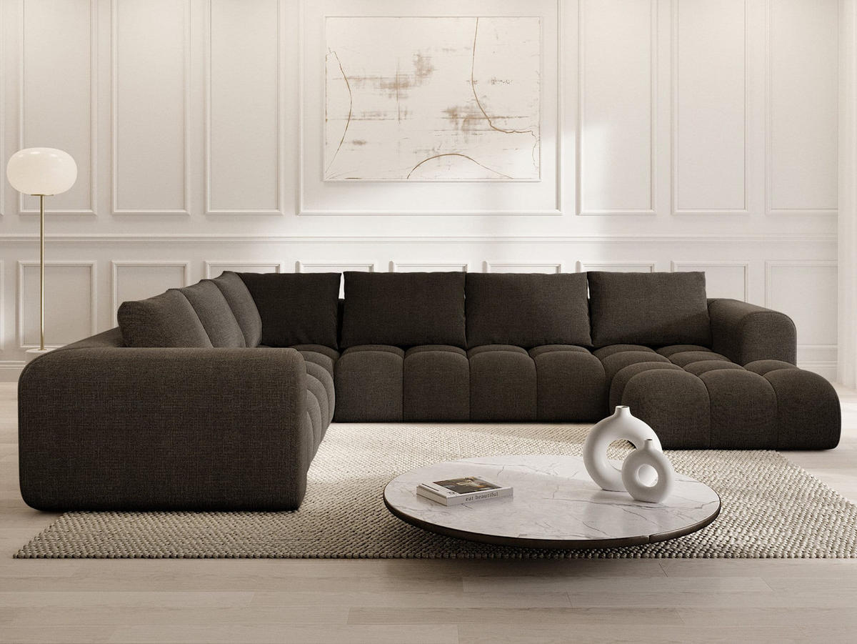 WOHNLANDSCHAFT Casaluna U-Form Schwarz Strukturstoff - Schwarz, Kunststoff (338/88/267cm)