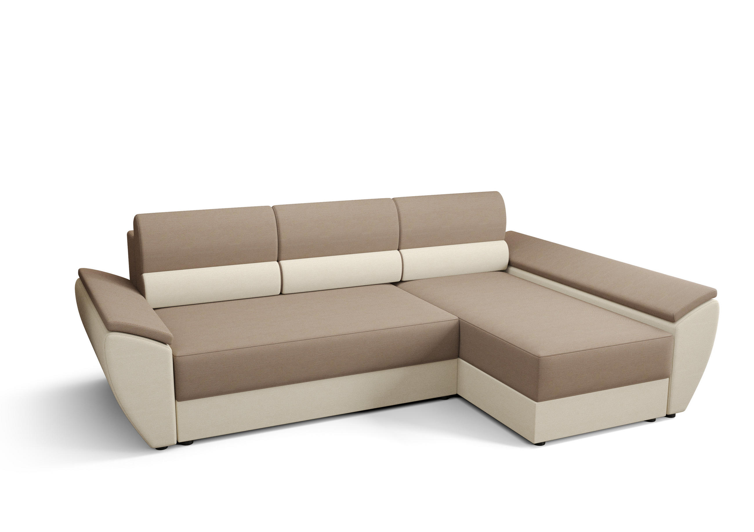 ECKSOFA L REBI L3 Rainbow 05/16 Rechts mit Schlaffunktion, Beige/Creme - Beige/Creme, Textil (251/140cm)