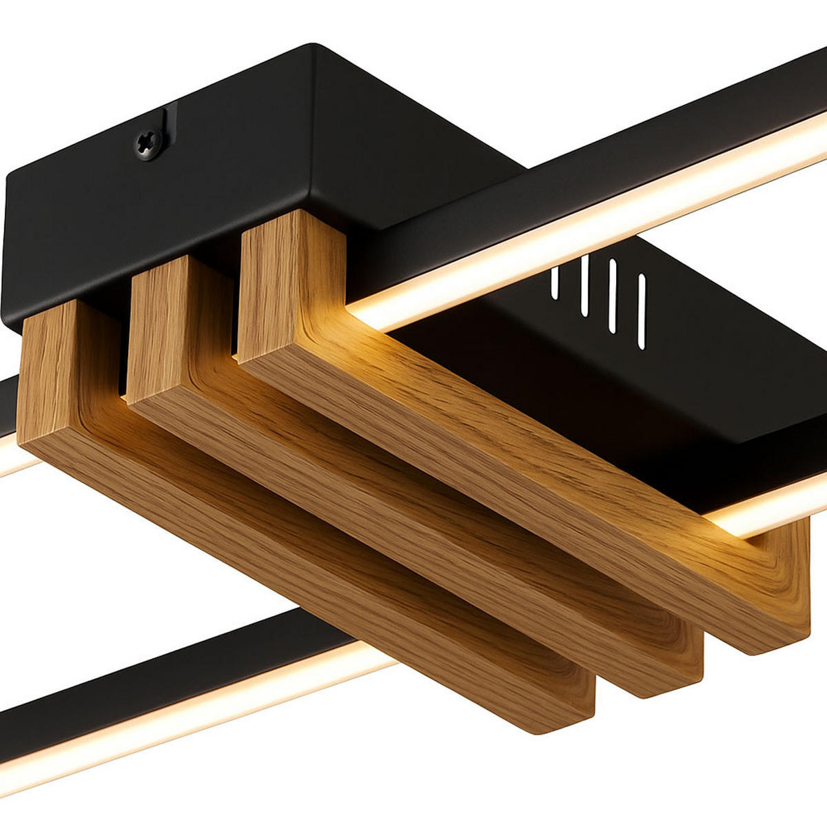 LED DECKENLEUCHTE Holzoptik Schwarz Matt - Schwarz, Metall (60/16.8/6.6cm) - Globo Lighting