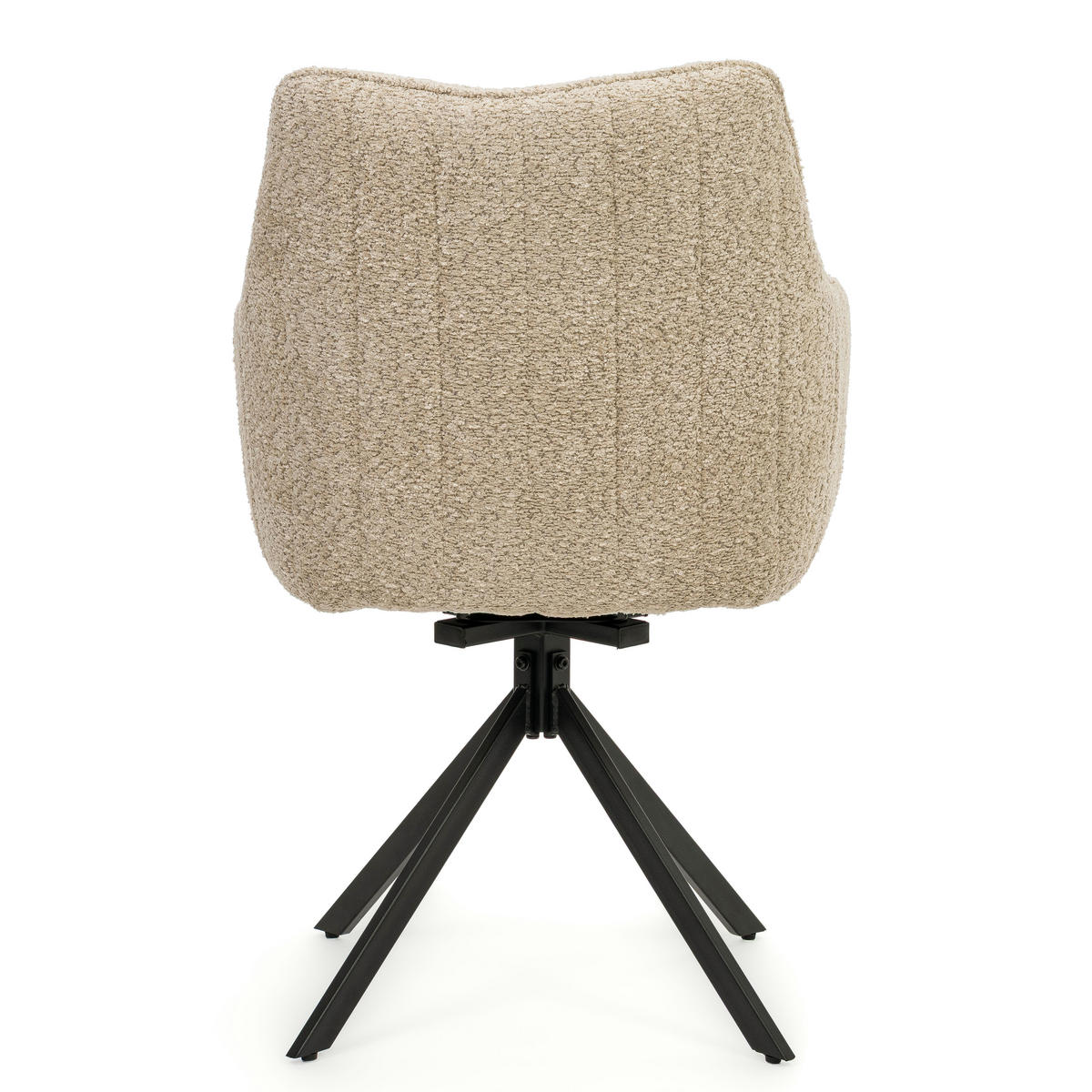 STUHL PIANO drehbar gepolsterter mit Steppung - hellbeige - Boucle - Beige/Schwarz, Textil/Metall (59/88/61cm) - NEW HOME