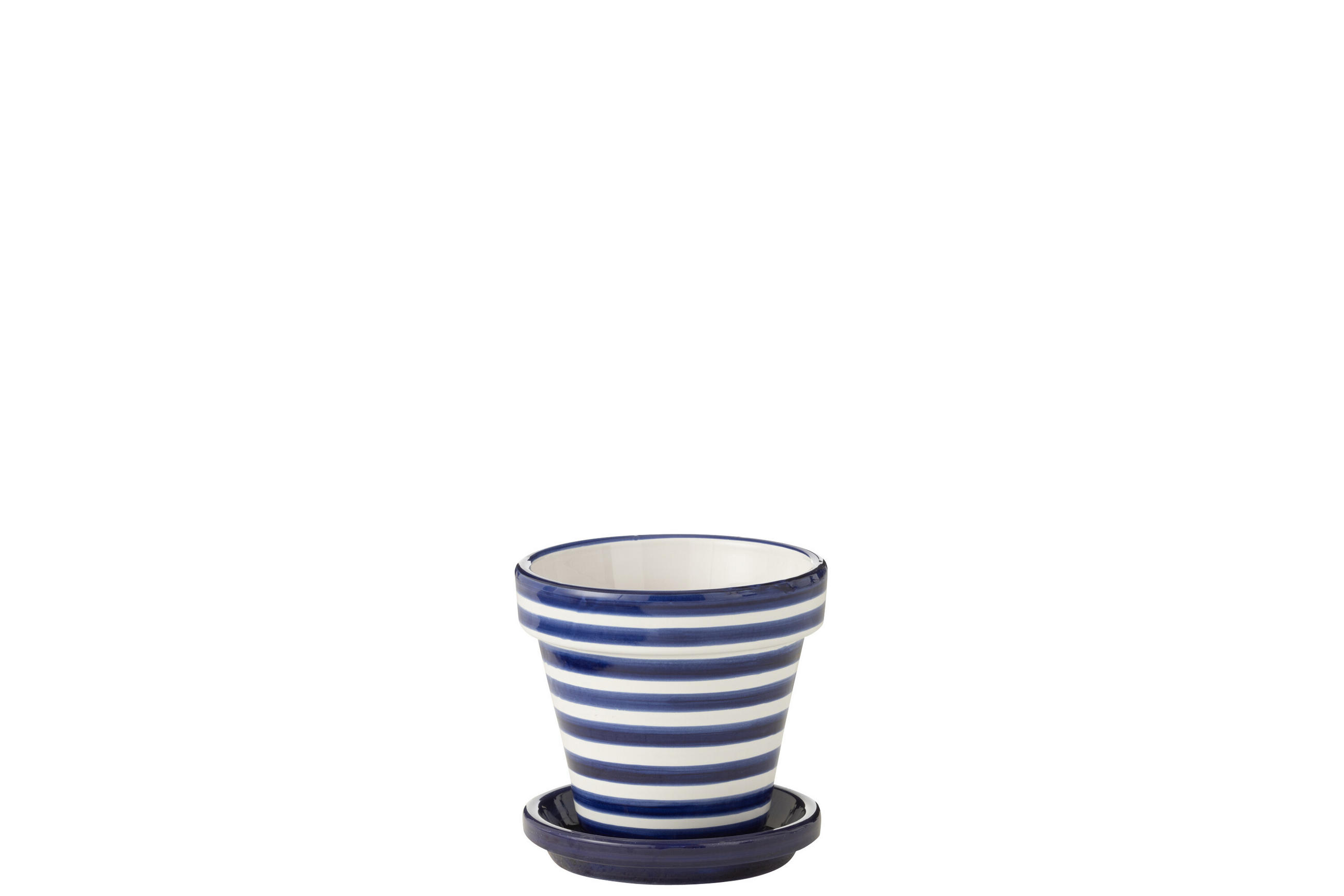 BLUMENTOPF GRANADA STRIPES - Töpferei - Blau - S - Ø 21 cm - Multicolor, Keramik (21/19cm) - J-Line