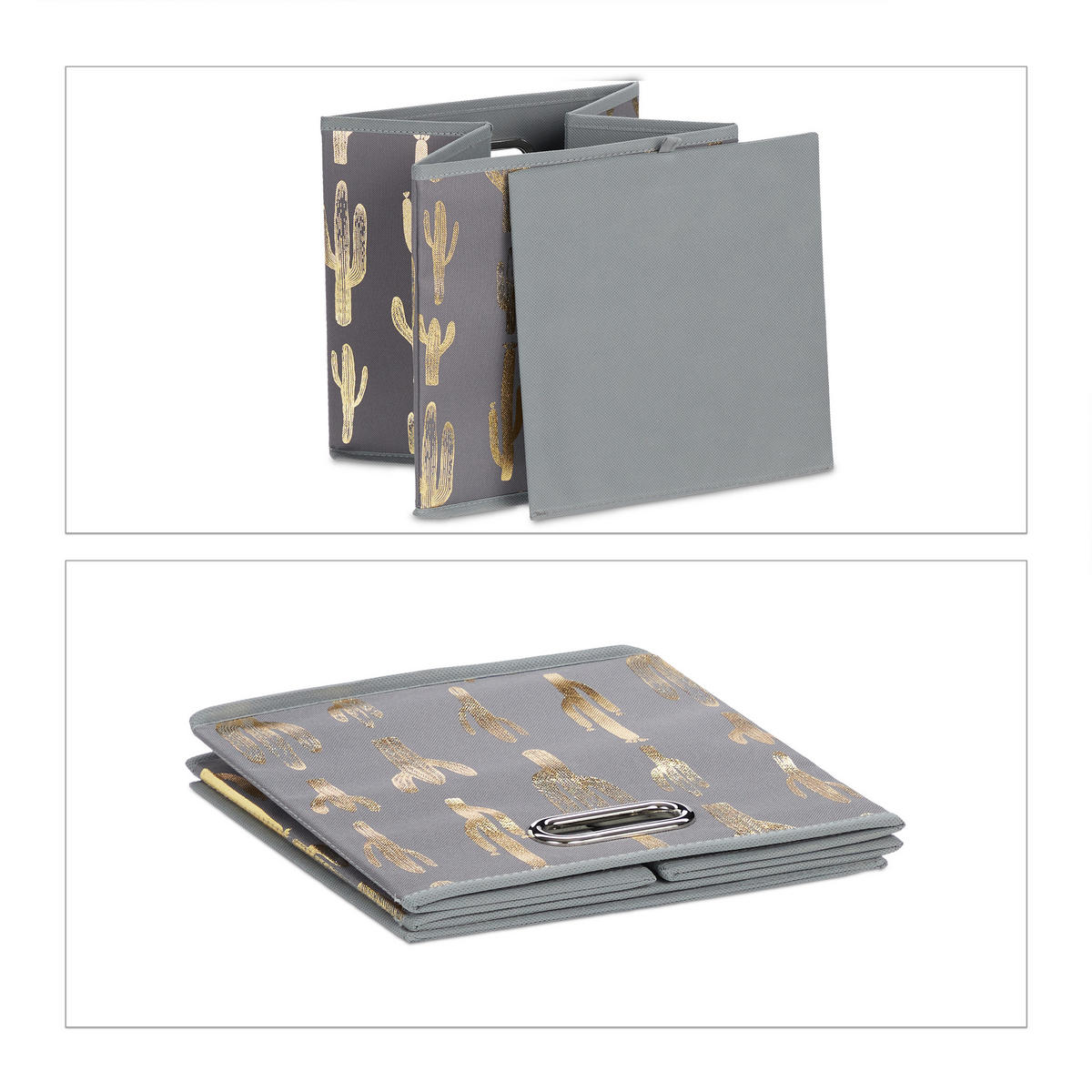 FALTBOX - Multicolor, Wellpappe/Textil (28.5/29/28.5cm) - Relaxdays