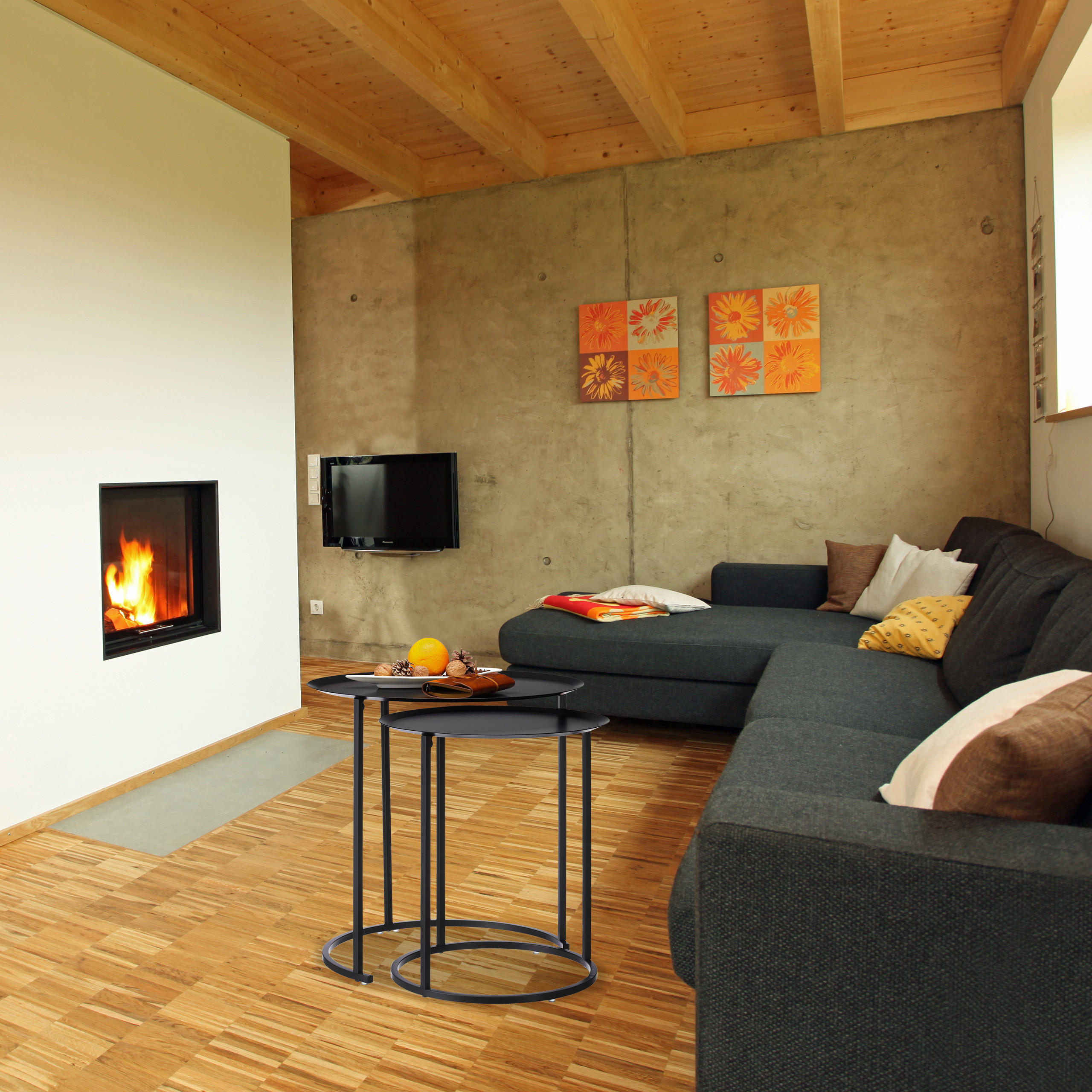 2xBEISTELLTISCH - Schwarz, Metall (50/50/50cm) - Relaxdays