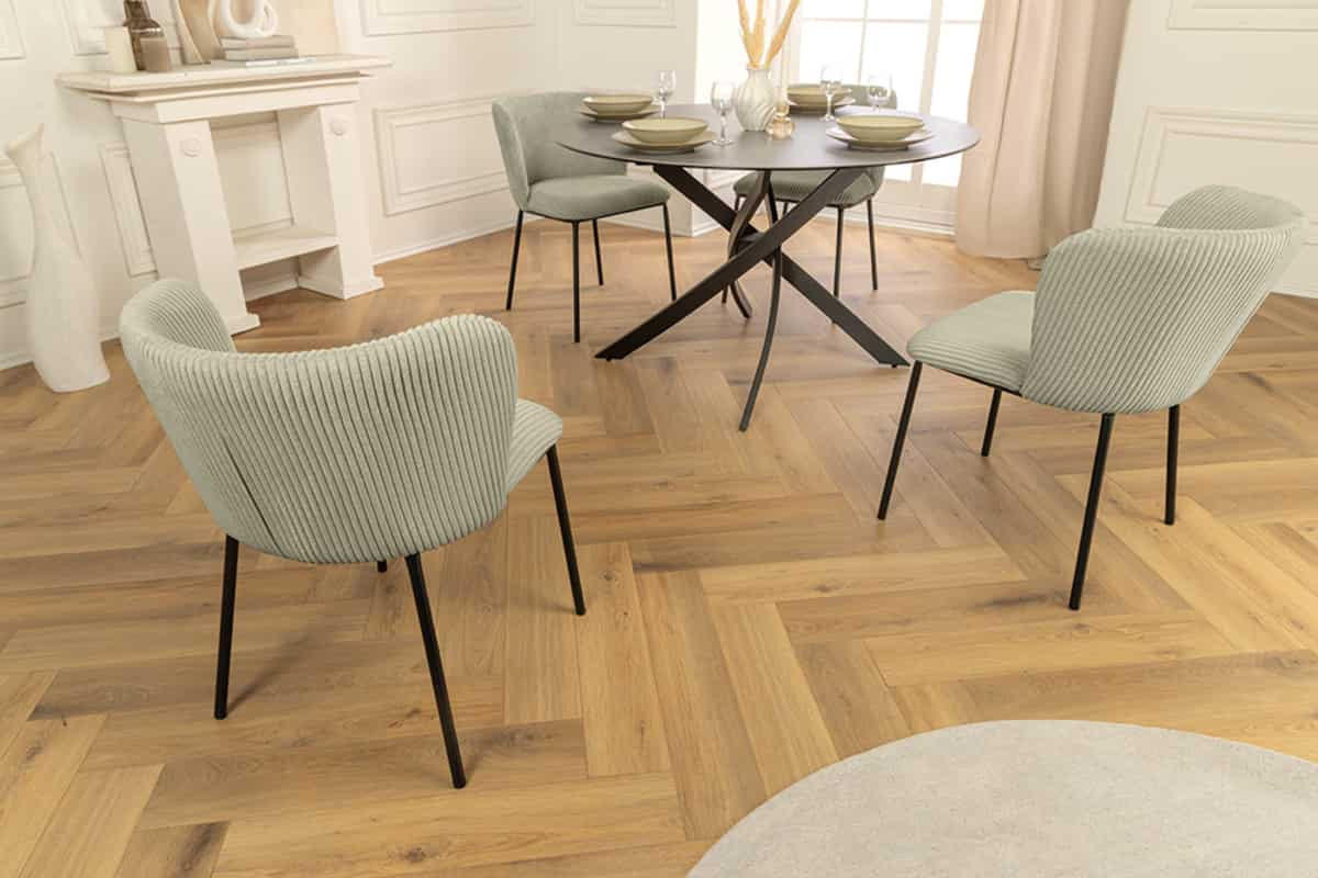 STUHL LYON Cord Mint 75 cm - Schwarz/Grün, Textil/Metall (54/75/58cm) - riess-ambiente