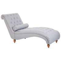 CHAISELONGUE Polsterbezug hellgrau Muret - Grau, Textil (163/87/72cm) - Beliani