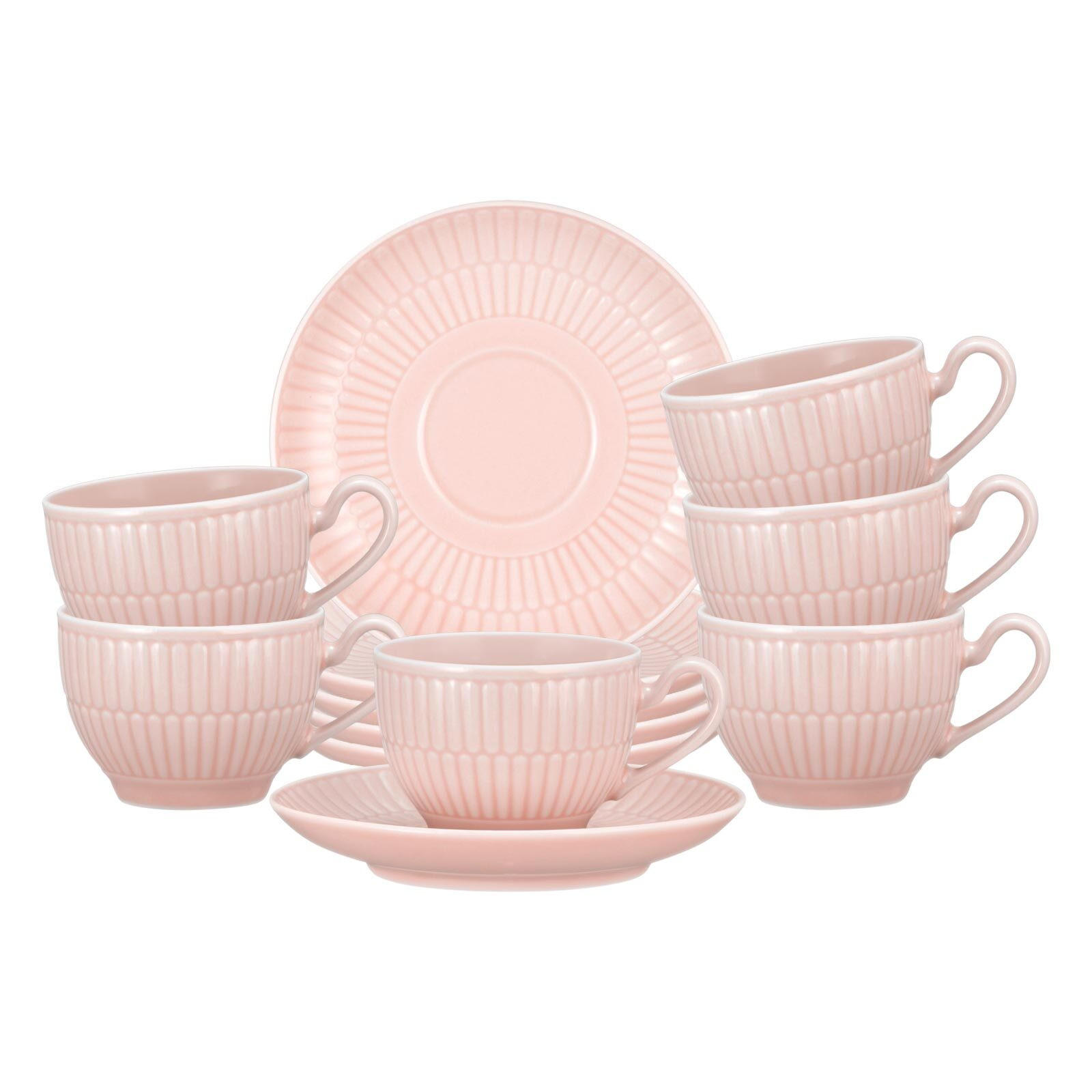 ESPRESSOTASSEN MIT UNTERTASSEN Amina Rosé 100 ml 6er Set - Rosa, Keramik (0.1L) - Seltmann Weiden