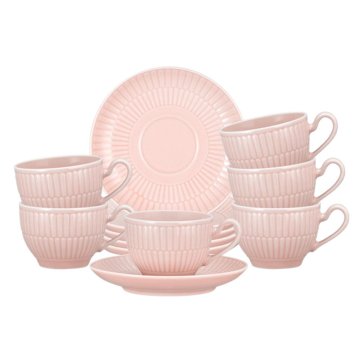ESPRESSOTASSEN MIT UNTERTASSEN Amina Rosé 100 ml 6er Set - Rosa, Keramik (0.1L) - Seltmann Weiden