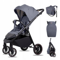 BUGGY Rombo, Klein und Leicht, Teleskopische Führung, Kompakt Faltbar, Wickeltasche, Reisetasche - Schwarz/Grau, Textil/Metall (58/98cm) - BabyLux
