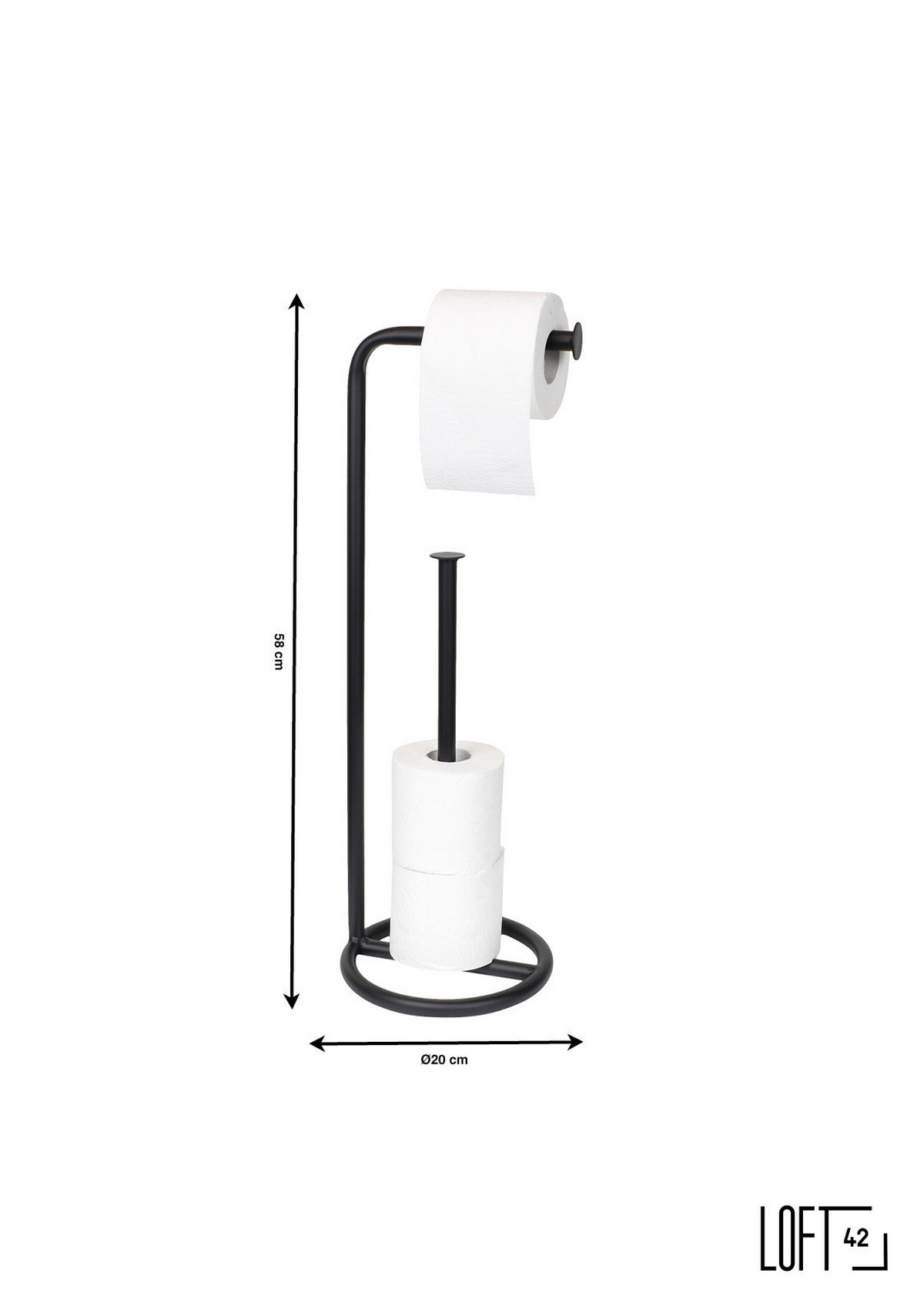 TOILETTENPAPIERHALTER Grant Schwarz - Schwarz, Metall (14/58/14cm) - LOFT42