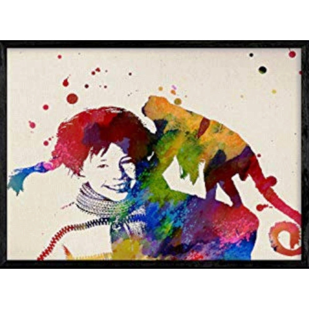 POSTER Pipi Mit Affe Film A4 Schwarzer Rahmen - Schwarz, Papier (29.7/5/21cm) - Nacnic