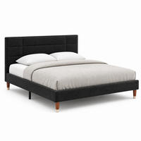 POLSTERBETT 140/200 cm in Grau Leinen mit Matratze, Lattenrost und Stauraum - Dunkelgrau/Naturfarben, Holzwerkstoff/Textil (140/200cm) - STILVORA