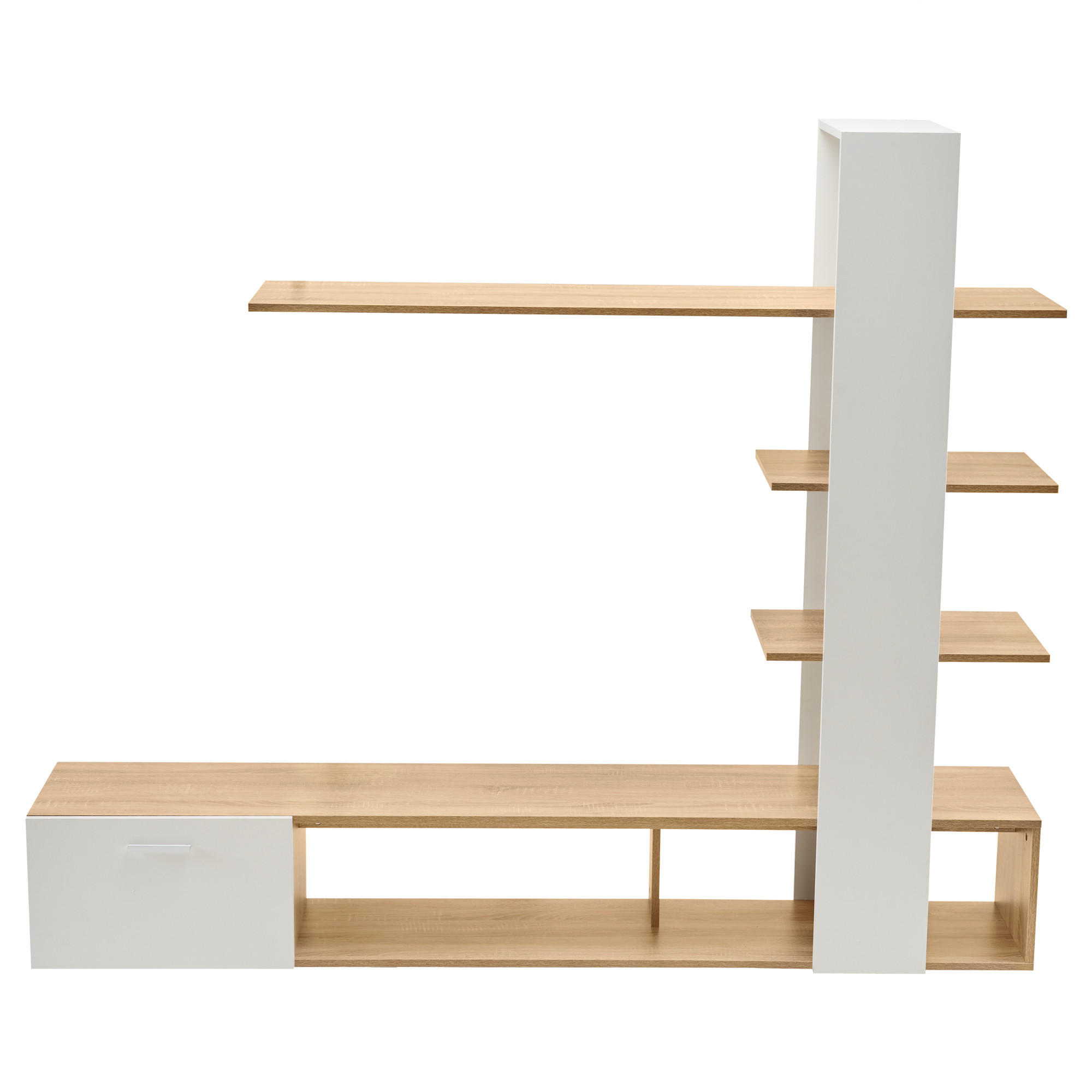 TV-ELEMENTTV-WOHNWAND 180x33,5x151,5cm für 60-Zoll-Fernseher Weiß-Holzoptik - Weiß, Holz (44.78/11.99/159.49cm) - Raelunyi