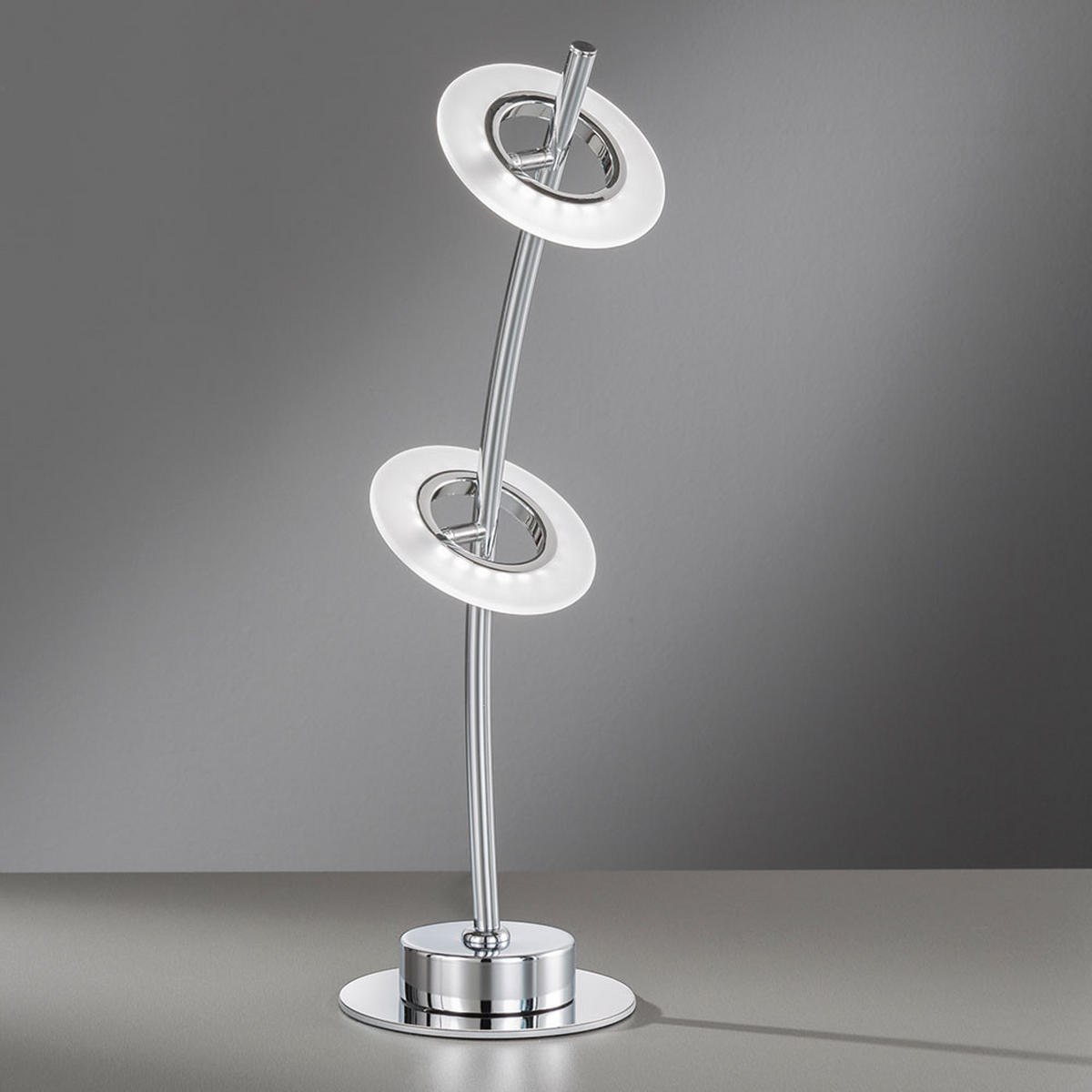 LED TISCHLEUCHTE Ring Silber Chrom - Silberfarben, Metall (12/18/50cm)