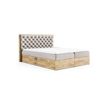 BOXBETT Clavio 160/200 cm in Beige – mit Bettkasten und Topper - Beige/Schwarz, Holz/Holzwerkstoff (160/200cm) - AX Living