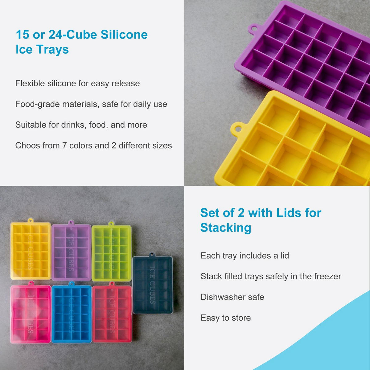 EISWÜRFELFORM 2er Set - Gelb, Kunststoff (13/2.5/18cm) - Intirilife
