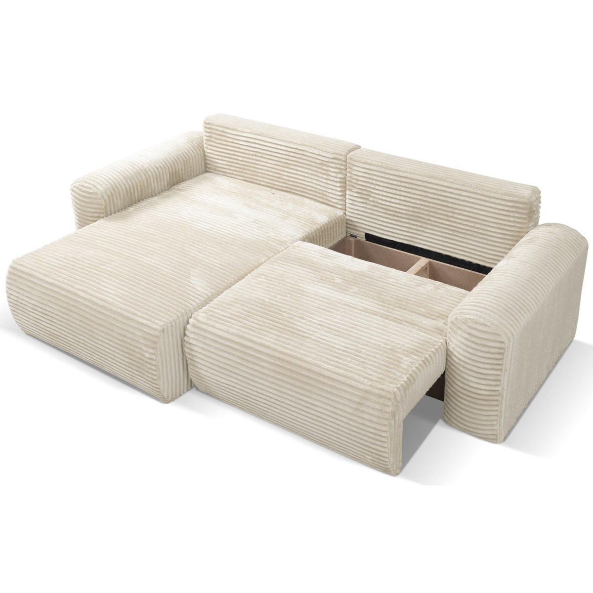 ECKSOFA Leo Hellbeige beidseitig montierbar - Beige/Creme, Kunststoff/Textil (255/85cm) - Selsey