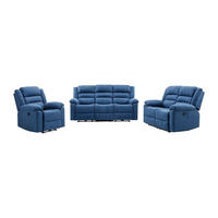 SOFAGARNITUR mit Relaxfunktion - 6 -Sitzer - Polyester - blau - BUROLO - Blau, Textil (199/103/95cm) - Vente-Unique