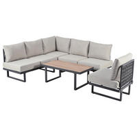 GARTENLOUNGESET GRAUBEIGE mit umwandelbarem Relaxbett und Couchtisch - Beige, Textil - BLACKCUP