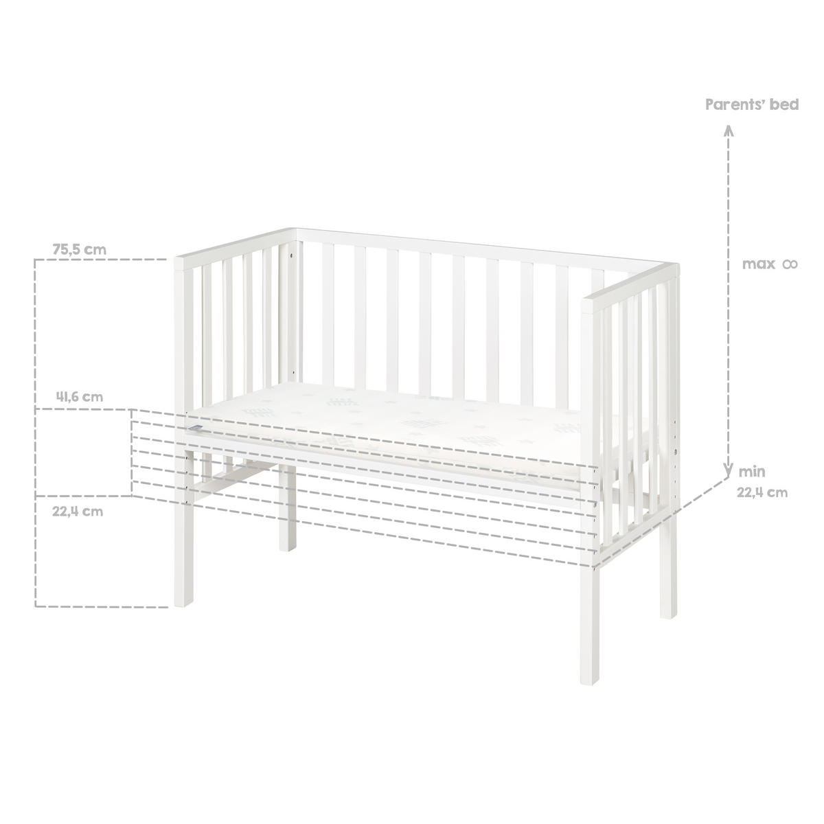 BEISTELLBETT 3in1 Set 90 x 45 cm - Weiß, Holzwerkstoff (45/90cm) - Roba