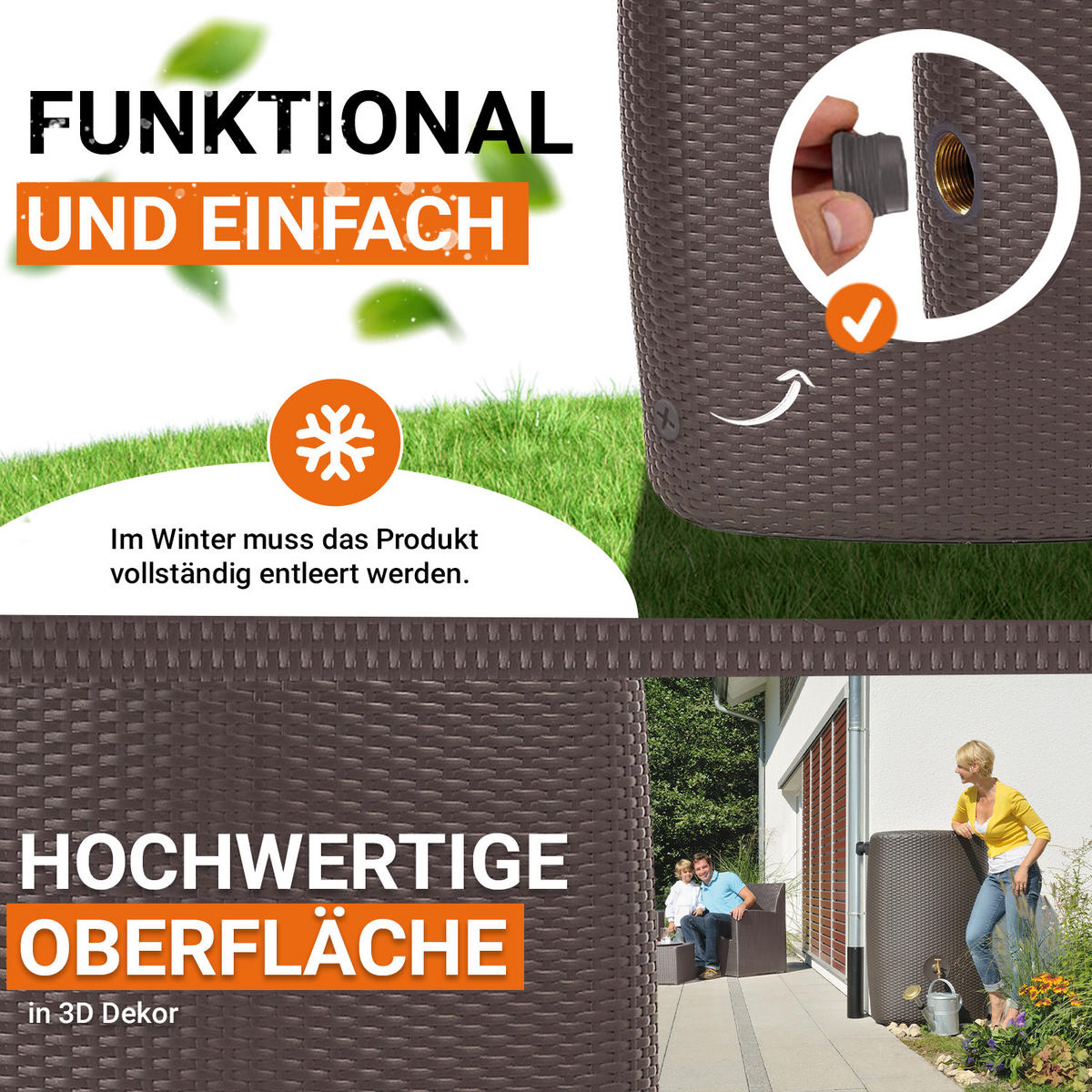 WANDTANK 300 L, mocca - Mokka, Kunststoff (40/118/80cm) - GARANTIA