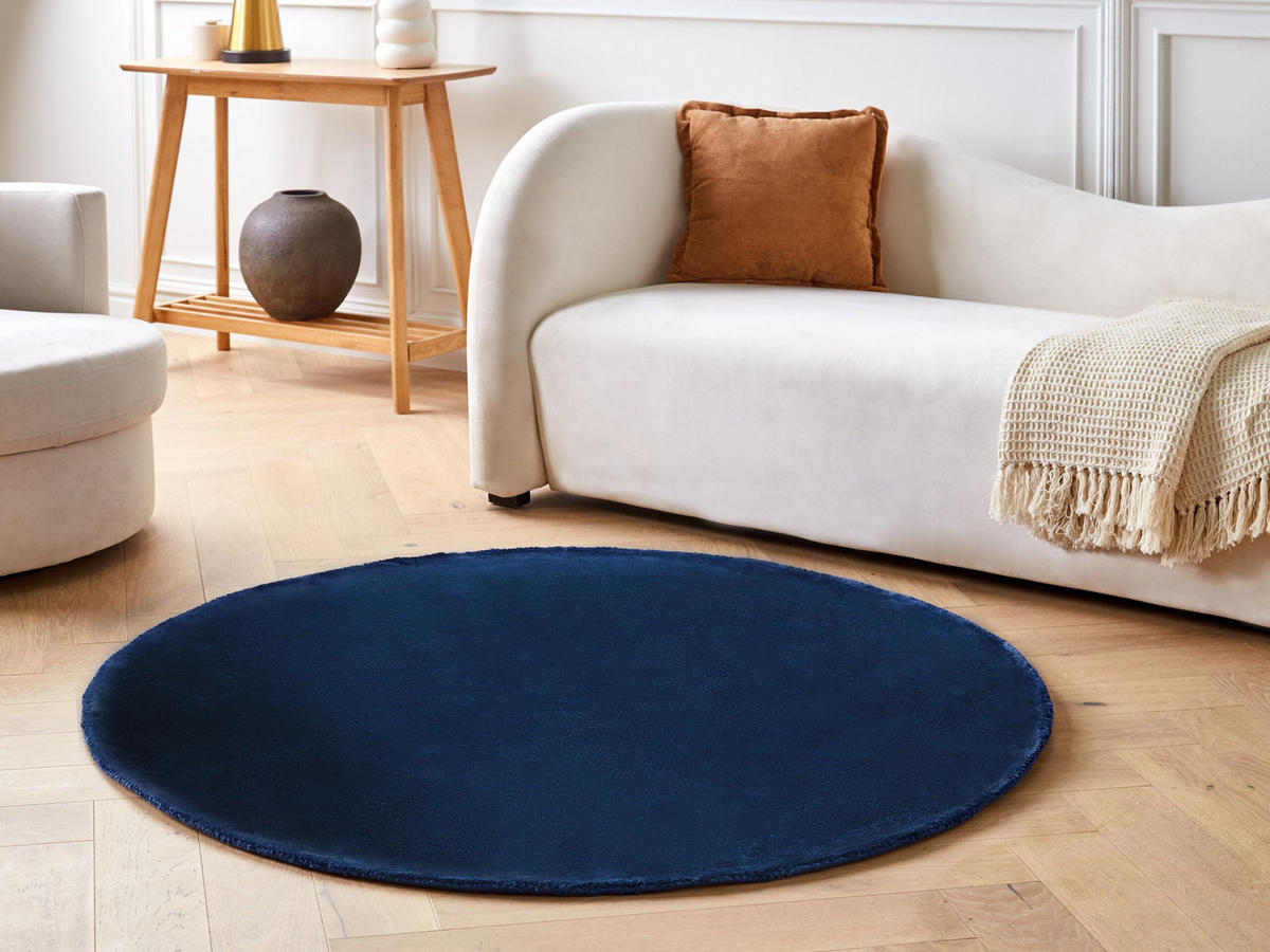 KURZFLOR-TEPPICH Gesi II 140/140 cm - Blau, Naturmaterialien (140/140cm) - Beliani