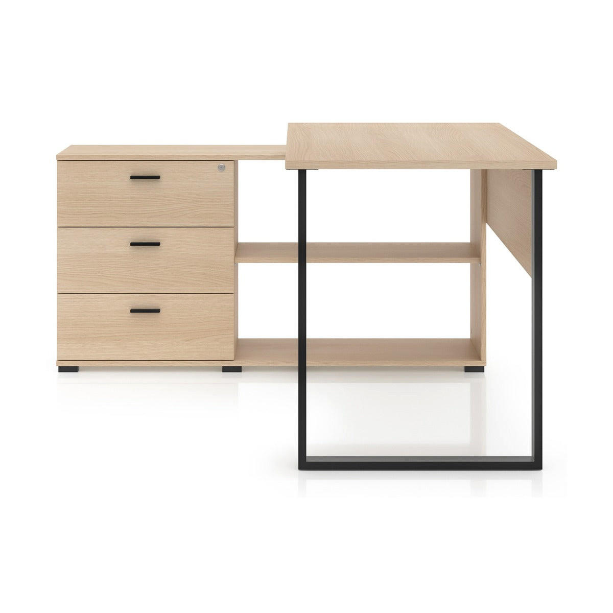 hi-markt Eckschreibtisch Schwarz 168x77x133 cm