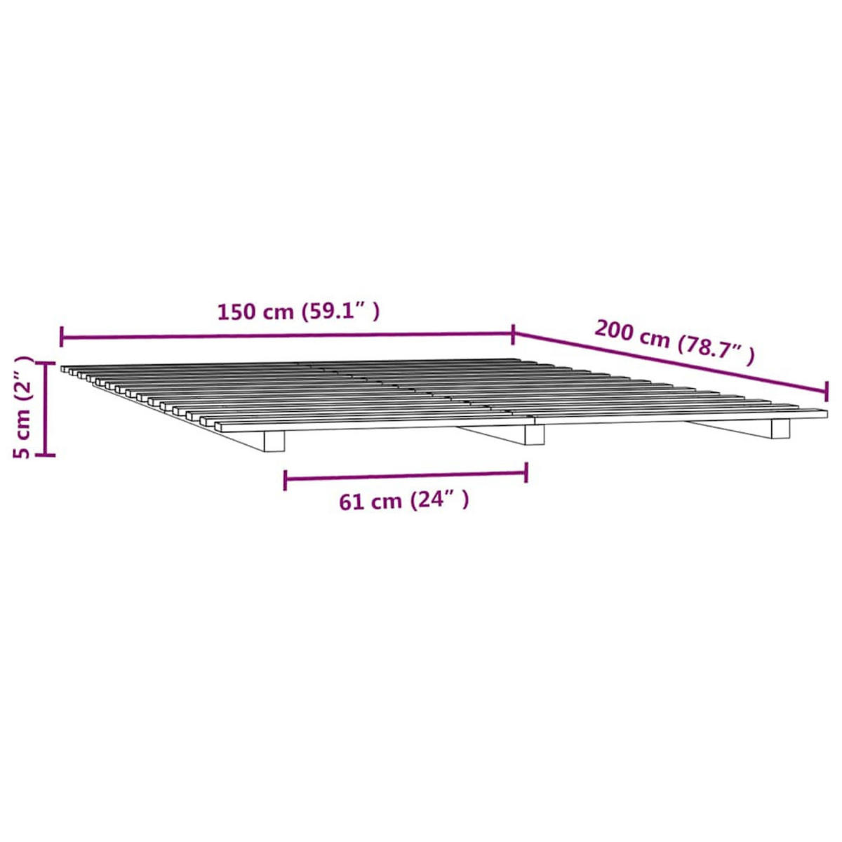 MASSIVHOLZBETT 150/200 Cm Kiefer - Braun, Textil (150/200cm) - vidaXL