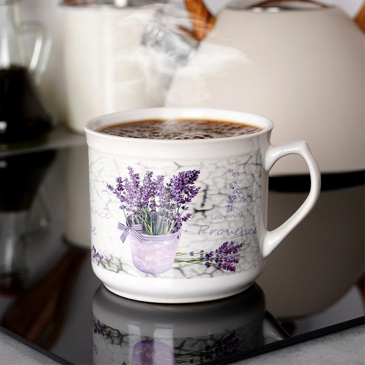 KERAMIKBECHER LAVENDEL, Keramik, lavendel, 650 ml - Beige, Keramik (0.65L) - Orion 