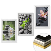 WANDBILDER 3er-Set - 40x60 cm Weißer Rahmen - Eine ruhige Zen-Komposition aus Blumen und Wasser - Weiß, Kunststoff (40/60cm) - ArtPrintCave