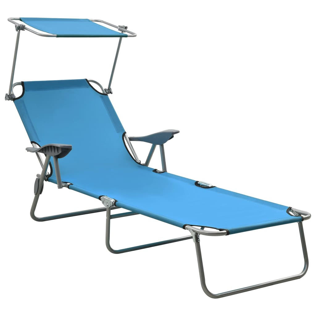 furnicato Sonnenliege Blau 71.5x108.5x188 cm
