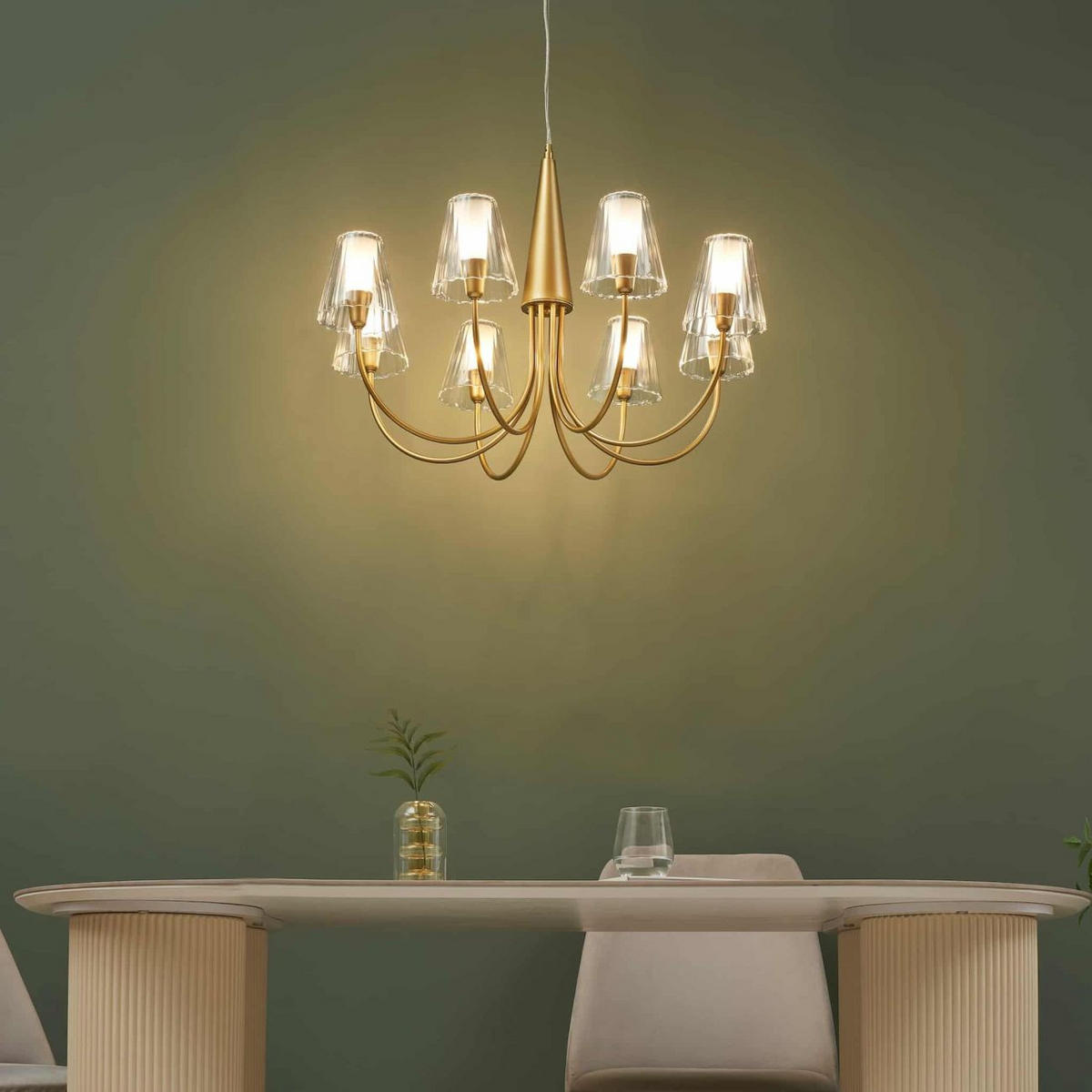 HÄNGELEUCHTE Cerenova, Transparent und goldfarben, 49cm - Transparent, Glas (170/76/49cm) - KOSILUM