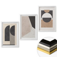 WANDBILDER 3er-Set - 40x60 cm Weißer Rahmen - Abstrakte Formen beige braun - Weiß, Kunststoff (40/60cm) - ArtPrintCave