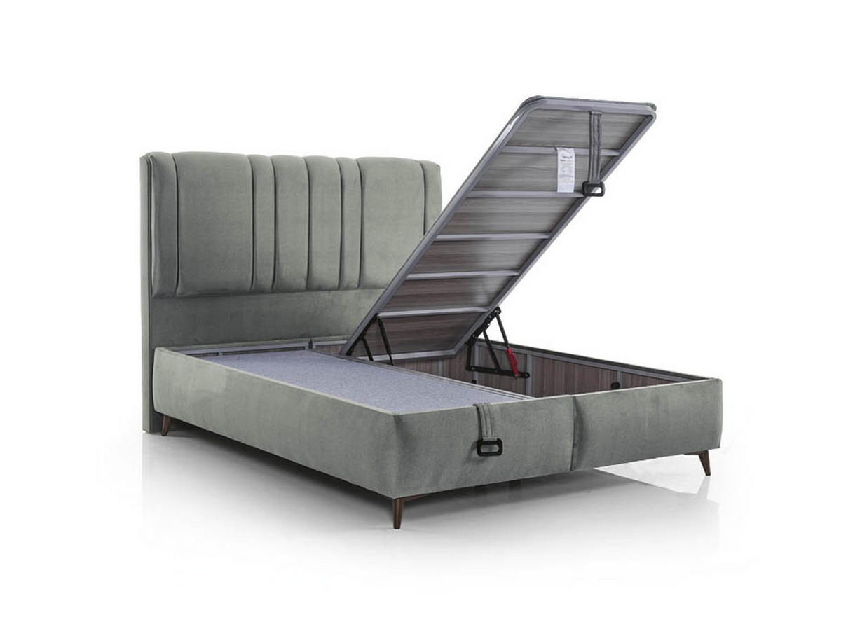 POLSTERBETTSET Retro 160x200 Grau - Grau, Textil/Metall (160/200cm) - Villa Möbel