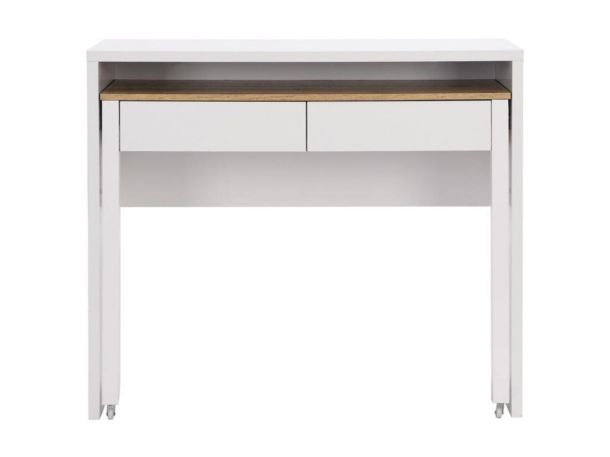 KONSOLENSCHREIBTISCH ausziehbar mit 2 Schubladen - Weiß & Holzfarben - LOAVIA - Naturfarben, Holz (100/40/87cm) - Vente-Unique