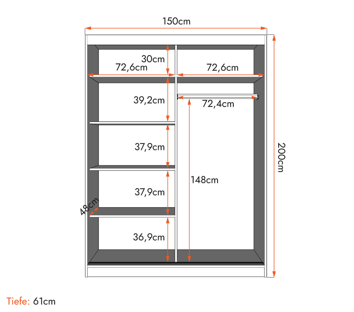 SCHWEBETÜRENSCHRANK Lami B Sonoma Eiche/Weiß + Spiegel, ohne LED Beleuchtung 150 cm - Alufarben/Weiß, Glas/Holzwerkstoff (150/200/61cm) - imoebel24