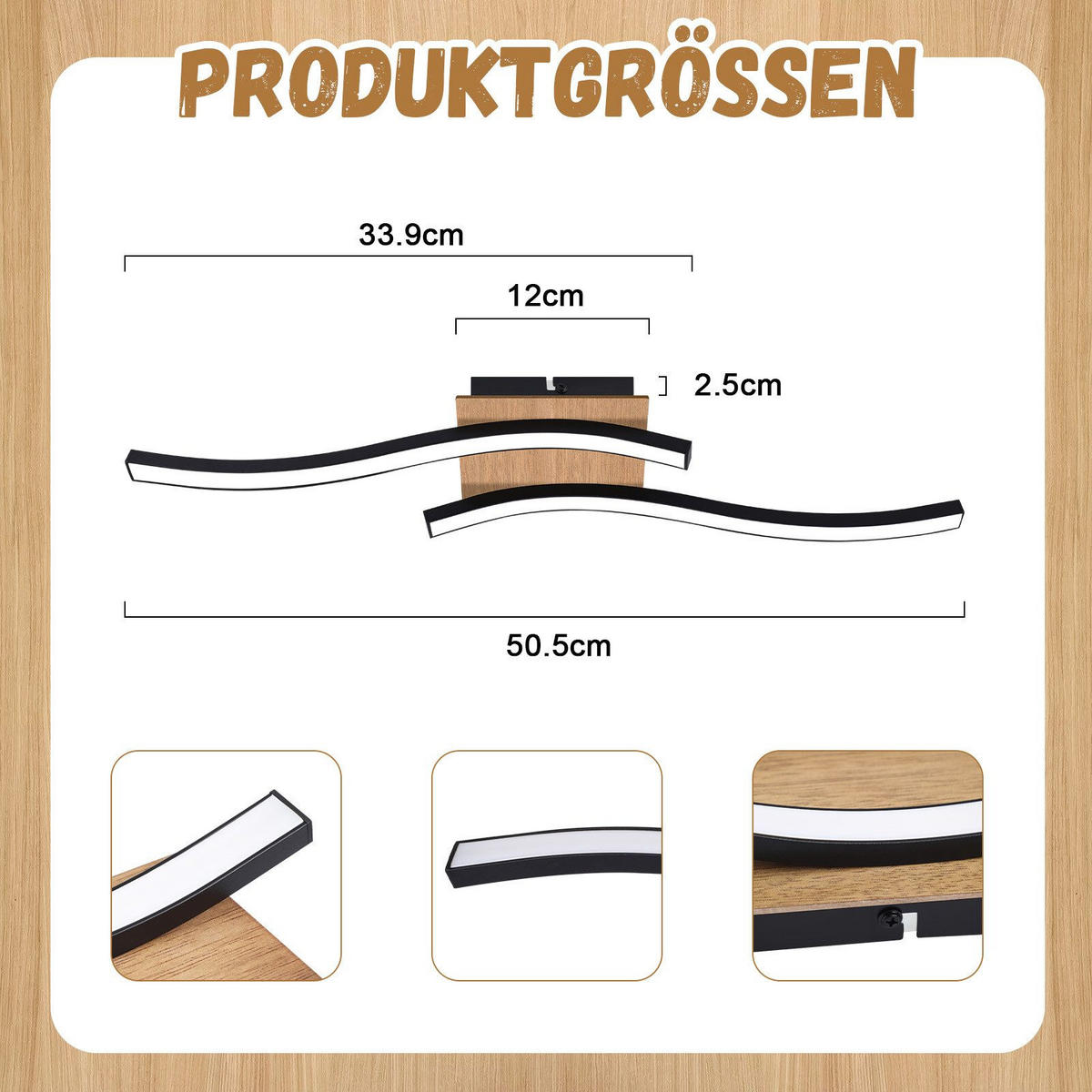 LED-DECKENLEUCHTE Lay 12/50.5/7.3cm - Schwarz, Metall (50.5/12/7.3cm) - Nettlife