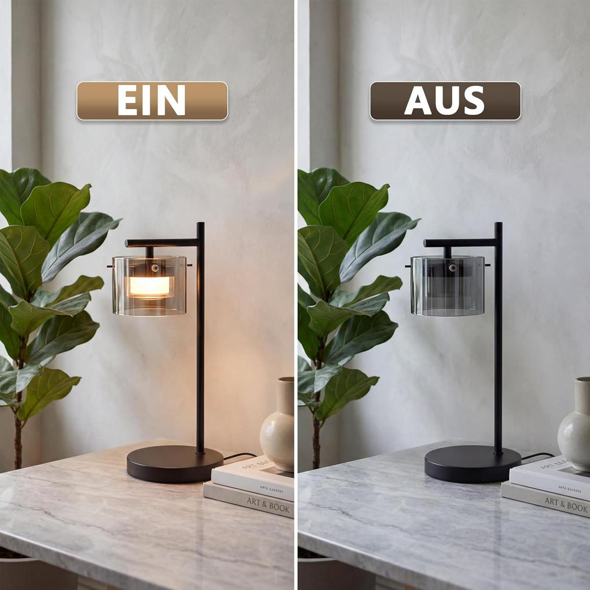LED TISCHLAMPE Ulenkir 18/12/40 cm - Schwarz, Glas/Metall (18/12/40cm) - ZMH