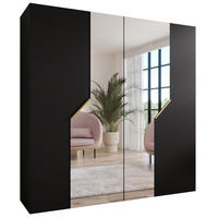 DREHTÜRENSCHRANK 202/200/52 4-türig - Goldfarben/Schwarz, Holz/Metall (200/202/52cm) - Abiks Möbel