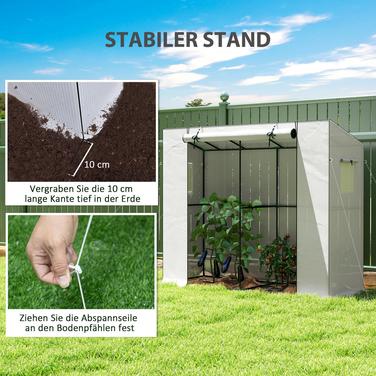 SKLENÍK, 200L x 76Š x 170V cm - bílá, kov/plast (76/170/200cm) - Outsunny
