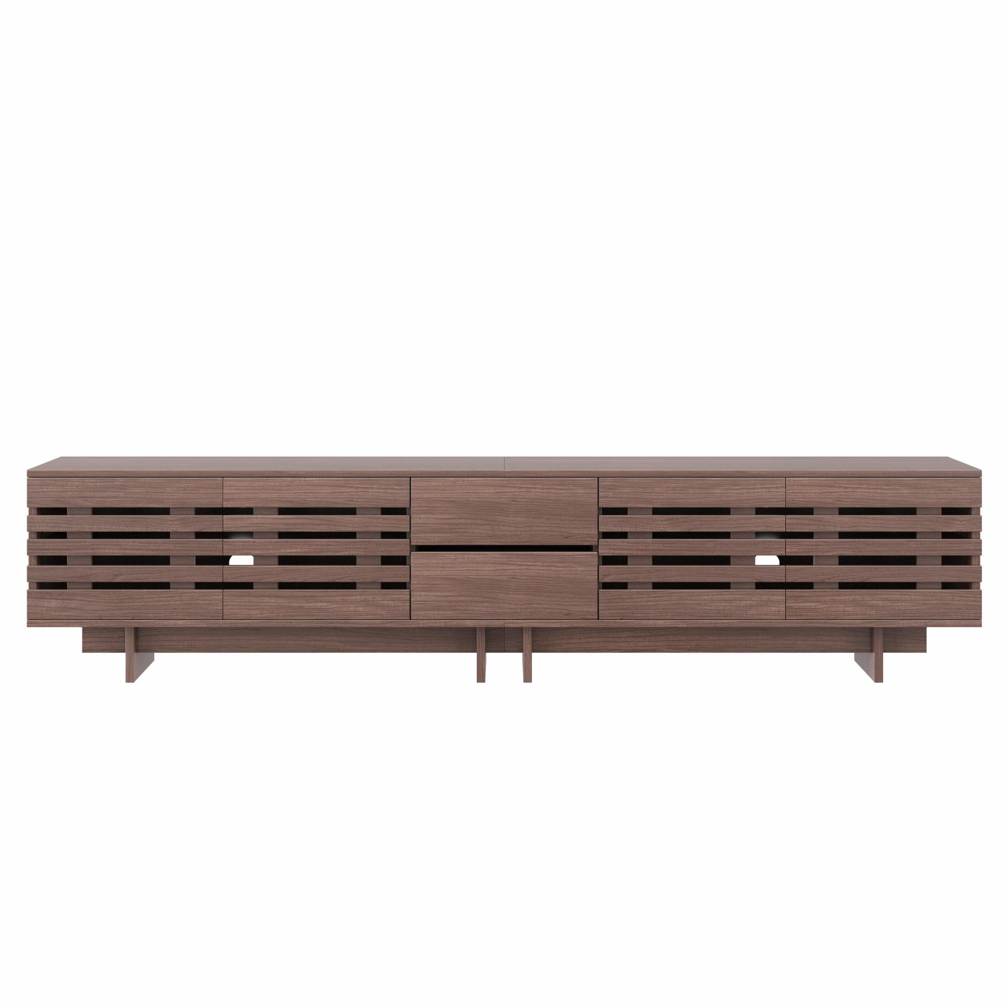 TV-SCHRANK 200/39,5/55 cm Walnuss für 80 Zoll mit 2 Schubladen und 4 Türen - Nussbaumfarben, Holzwerkstoff (200/55/39.5cm) - Oxeza