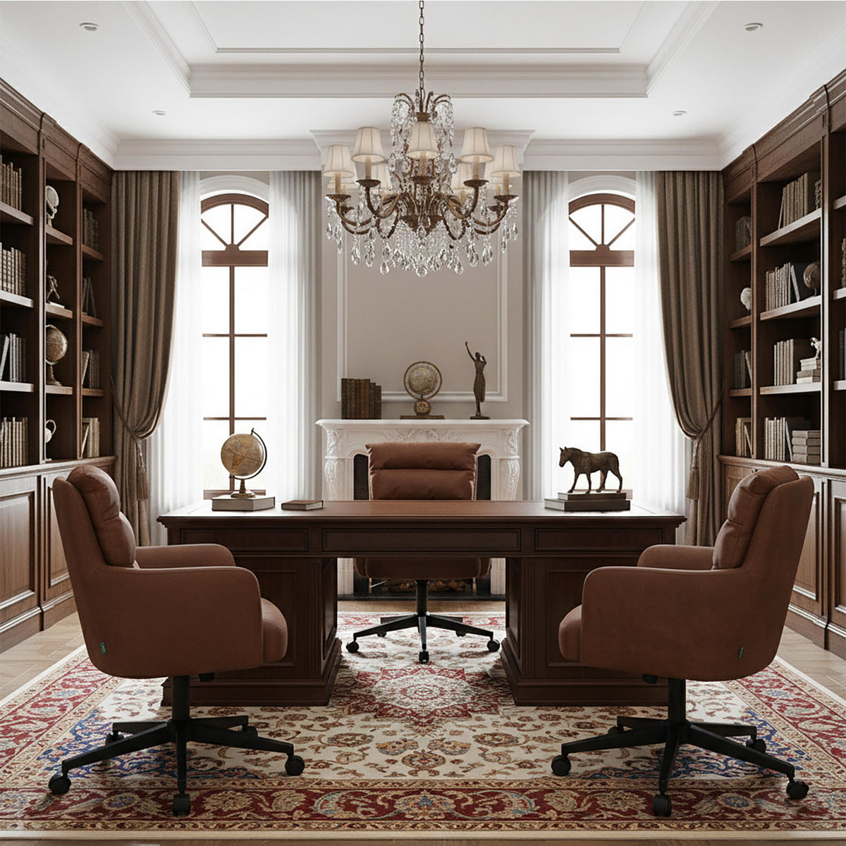 BÜROSTUHL Mika-Riko 2er-Set - Schwarz/Braun, Textil/Metall (59/91/66cm) - DUBI Möbel