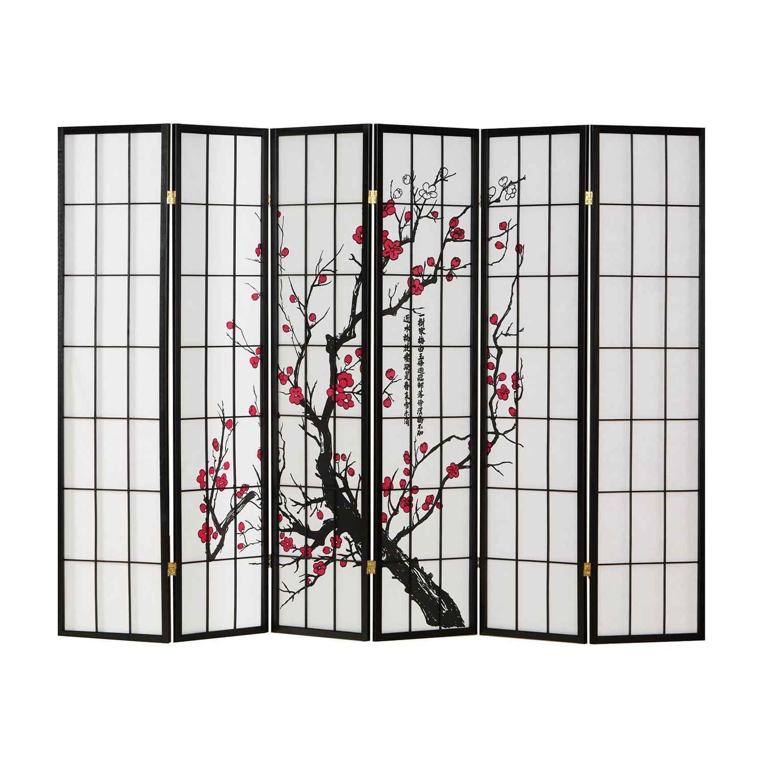 Homestyle4u Paravent Schwarz 264x179x2 cm