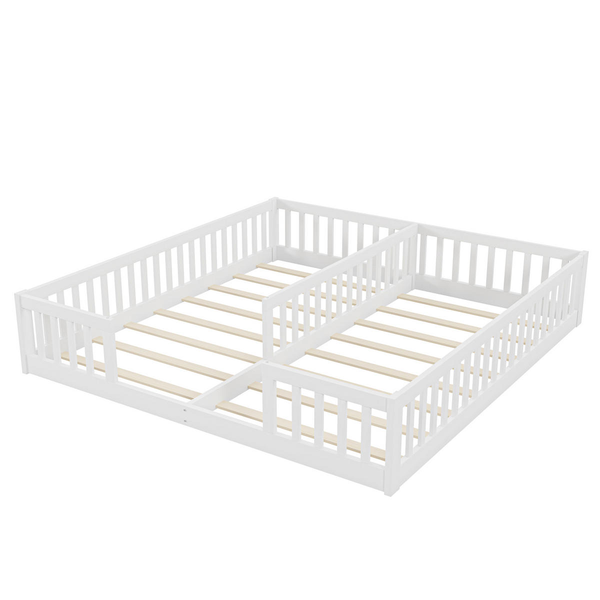 KINDERBETT 90/200 cm Weiß Paneelbett mit Geländer aus Kiefernholz - Weiß, Holz (90/200cm) - OKWISH